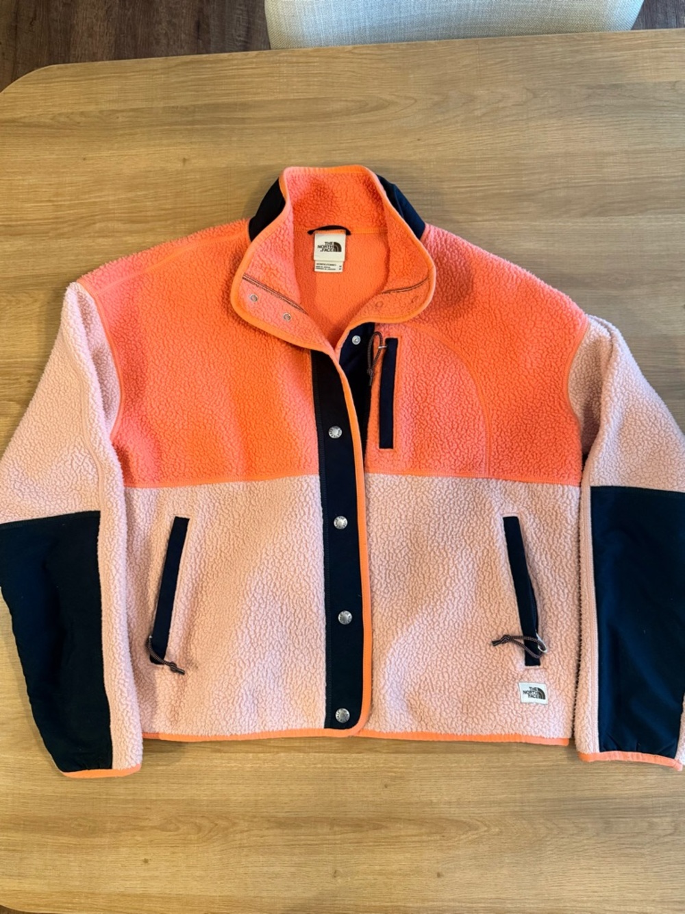 The North Face Coral Sherpa Fleece Jacket with Black Trim